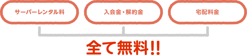 サーバーレンタル料 入会金・解約金 宅配料金 全て無料!